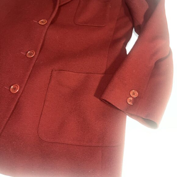 Women’s Faconnable 100% Wool Maroon Coat Sz M Medium W Flaws - Picture 4 of 16